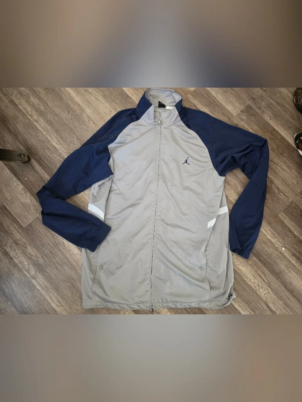 Vintage 90s Michael Jordan Navy Gray Full-Zip Track Basketball NBA Jacket XXL